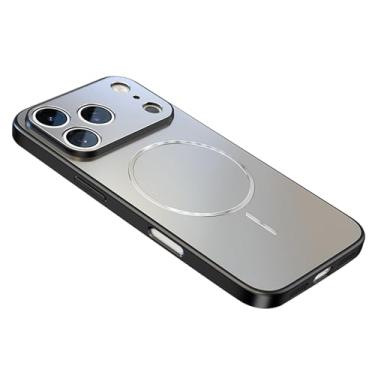Imagem de HAOMRIYL Capa magnética para iPhone 17 Pro Max/17 Pro/Air/17, capa de proteção de lente fina rígida PC antiarranhões, cinza, 17