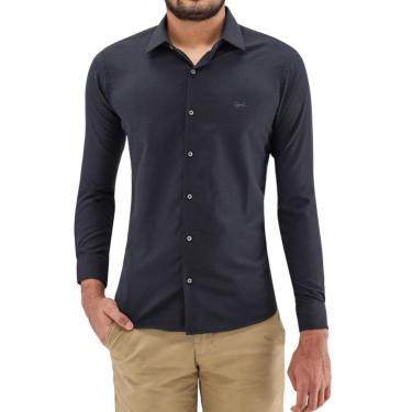 Imagem de Camisa Manga Longa Essencial Slim Masculina Ogochi 001510012 Preta-Masculino