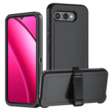 Imagem de Ranyi Capa tipo coldre T-Mobile REVVL 8, coldre robusto com clipe de cinto 360 com suporte de silicone com absorção de choque, camada dupla, proteção total para T-Mobile REVVL 8 5G (smartphone de 6,6