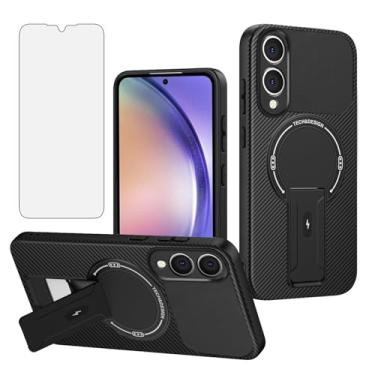 Imagem de Asuwish Capa de celular para Samsung Galaxy S25 Edge Capa magnética de fibra de carbono com protetor de tela de vidro temperado e suporte protetor fino acessórios de celular macio S25Edge 25S S 25