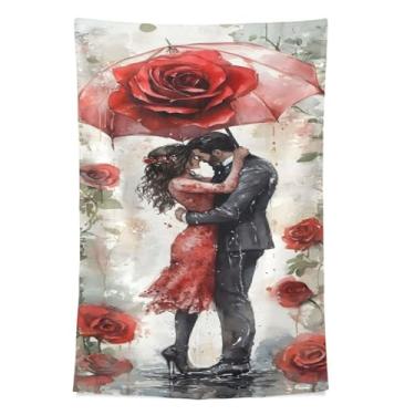 Imagem de STAYTOP Tapeçaria de parede romântica para casal, dia dos namorados, tapeçarias para decoração de casa, dormitório, sala de estar, quarto, tapete de parede (90 × 60 pol)