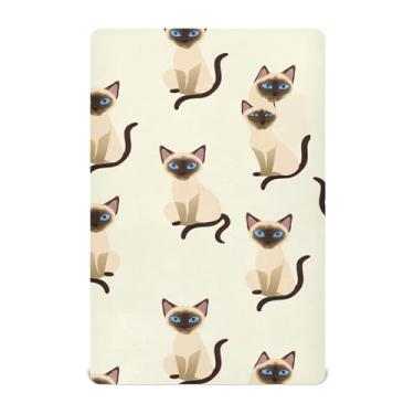 Imagem de Burbuja Lençol de berço de gatos siameses para meninos e meninas, lençol com elástico 71 x 132 cm para colchão padrão de berço e criança, macio e respirável