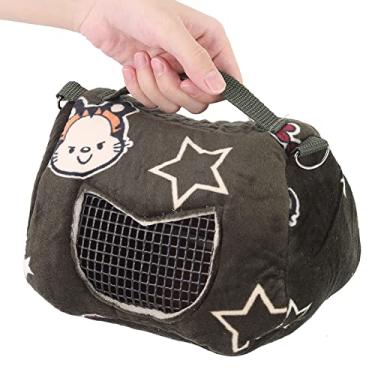 Imagem de Ymiko Flanela Verde Escuro Portátil Respirável Pequeno Saco de Transporte para Animais de Estimação para Hamsters Cobaias Esquilos Chinchilas (Tamanho grande)