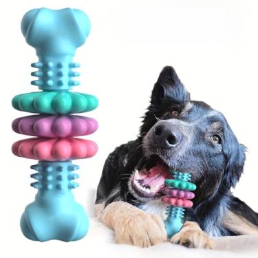 Imagem de Osso de mastigação resistente para mastigadores agressivos, brinquedo geométrico de borracha termoplástica para cães para saúde bucal e alívio do tédio, para cães médios