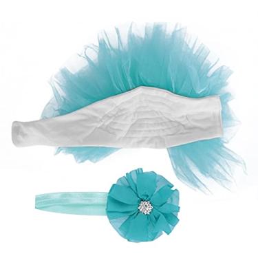 Imagem de SIWOTED Roupas para fotografia de bebê, saia, cocar, foto de recém-nascido, adereços, fantasia (Azul claro)