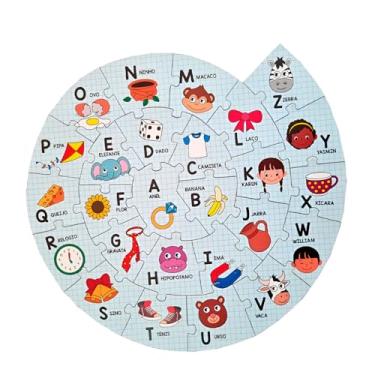 Imagem de Quebra-Cabeça Educativo Alfabeto em Caracol, MDF, 31,5x34cm, 26 Peças, Formato Espiral, Aprendizagem Lúdica para Crianças Acima de 4 Anos