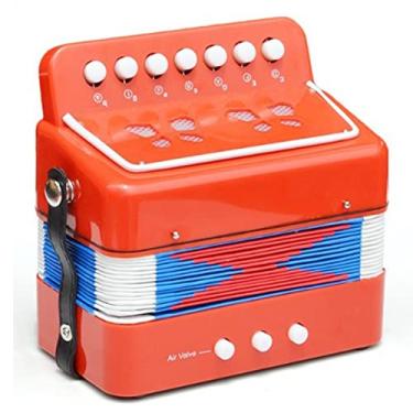Imagem de SPYMINNPOO Instrumento Musical Acordeão Infantil, Brinquedos de Acordeão 2 Baixos 7 Teclas, Adequado para Crianças Em Festas de Aniversário, Material Plástico (Vermelho)