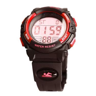 Imagem de Generic Relógios Eletrônicos, Relógio Luminoso Esportivo Ao Ar Livre, Cronometragem Precisa, Pulseira Impermeável de 50m Pu para Crianças (Vermelho)