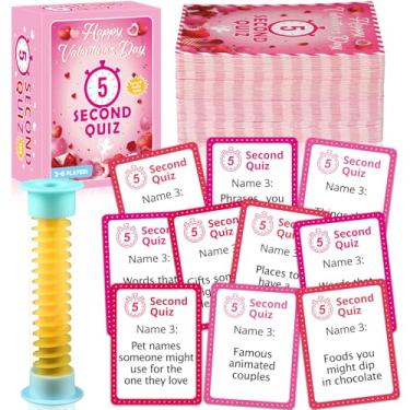 Imagem de Valentine 5 Second Game 108 Valentines Day Simple Question Cards 5 Second Hourglass Valentine Question Card Games for Adults Family Party Galentine Night Travel Game Think Fast and Shout Out Answers