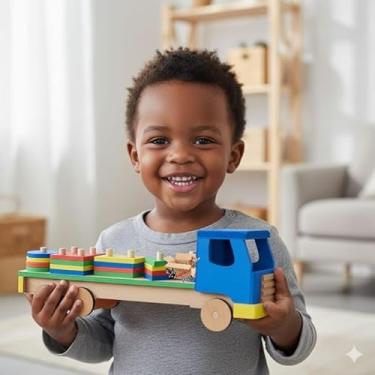 Imagem de Brinquedo Pedagógico Educativo Madeira MDF Prancha Seleção Infantil Encaixe Formas Geométricas (Carreta Prancha)