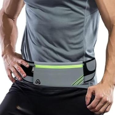 Imagem de Pochete fina para corrida, bolsa de cintura, bolsa reflexiva para caminhadas, ciclismo, treino, academia (cinza)