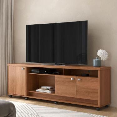 Imagem de Rack Dallas Para Tv Até 75 Polegadas Com 3 Portas E Rodízio Jequitibá - Lukaliam