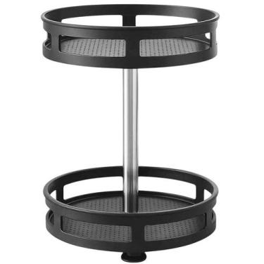 Imagem de Prateleira organizadora multiuso giratória com 2 andares e rodinhas na