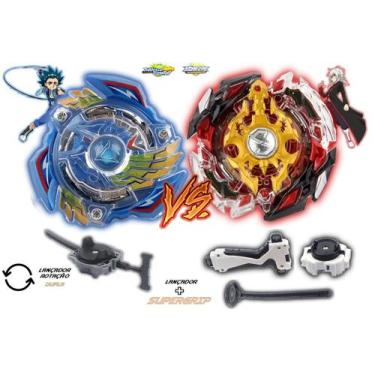 Imagem de Kit 2 Beyblade Burst + 2 Lançador Valtryek Vs God Spriggan Valt e Shu 