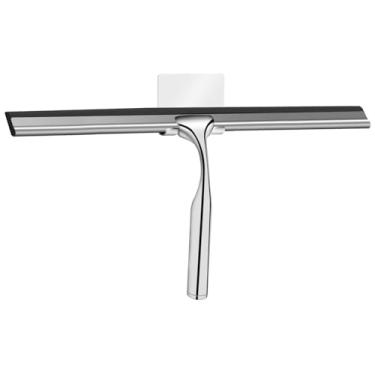 Imagem de Rodos de chuveiro de aço inoxidável com gancho autoadesivo rodos de janela para portas de chuveiro, limpador de espelho de banheiro, limpeza de vidro de janela 35,5 cm