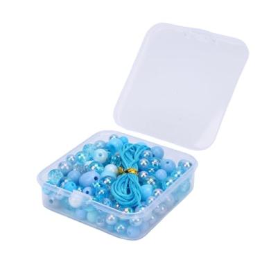 Imagem de Zerodis Contas Artesanais para Fazer Joias, Kit de Fabricação de Pulseiras de Contas Soltas, Formato Misto, Decoração Colorida Com Cordão Elástico para Colar, Artesanato de Bordado de (Jóia Azul)