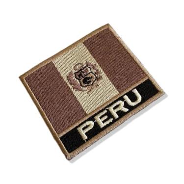 Imagem de BP0028N-004 Bandeira Peru Patch Bordado 7,5×6,3cm (B) Fecho de contato gancho)