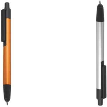 Imagem de Caneta Esferográfica em Metal, Retrátil, Ponta Touch, Escrita Azul, 0.5mm, Ambidestra, para Adultos (Laranja e Prata)