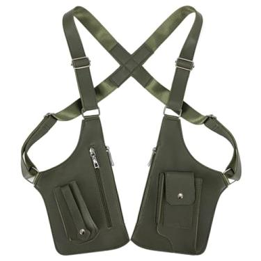 Imagem de Bolsas de ombro duplo para axilas masculinas, alça ajustável, couro PU, antirroubo, oculta, carteira de telefone para uso ao ar livre, Verde militar, Versátil