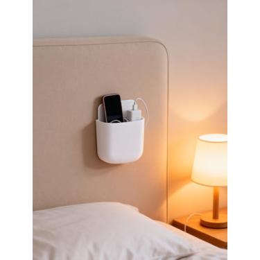 Imagem de Caixa de armazenamento com controle remoto, suporte de parede, sem perfuração, prateleira de carregamento, organizador adesivo para quarto, dormitório e uso doméstico