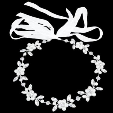 Imagem de LLMSIX Touca de cabeça de daminha de flor, tiara de flores prateadas para meninas, acessório de cabelo para meninas e mulheres, decorações de festa de aniversário e casamento