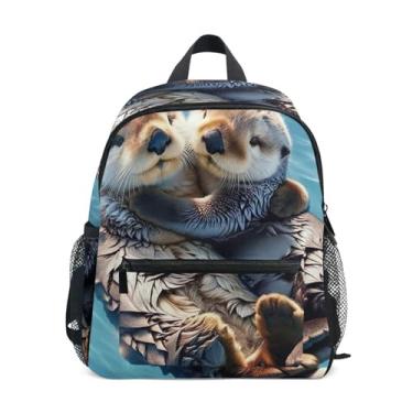 Imagem de GAIGEO Cute Animals Sea Otter Child Backpack 10x4x12 In, Girls Mini Backpack with Water Bottle Pockets, Whistle Buckle