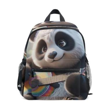 Imagem de Cute Panda Bear Simple Modern Toddler Backpack, 10x4x12 In, Small Boys Backpack Includes Water Bottle Pockets, Whistle Clip for Safety