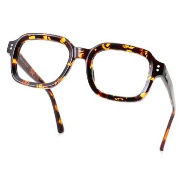 Imagem de Óculos de Proteção Contra Luz Azul JFXQDR Unissex Armação Quadrada Retrô Gamer para Computador Anti reflexo & Proteção UV400 Certificada Modelo RF6214 (Tartaruga Coco)