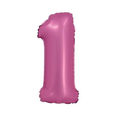 Imagem de BALAO CROMADO C/CANUDO 16" ROSA NUMERO 1