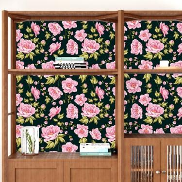 Imagem de Yullpaper Papel de parede de flor rosa floral descascar e colar papel de parede vintage removível para quartos cozinha papel de parede rosa papel de contato floral autoadesivo para armários de parede