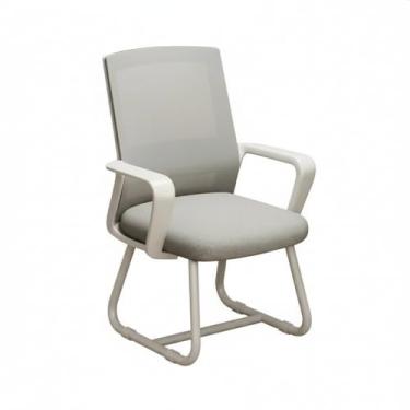 Imagem de Cadeira de escritório ergonômica com suporte lombar e encosto de malha respirável - ideal para casa e trabalho (pernas de cadeira velha - almofada de assento de látex - cinza branco)