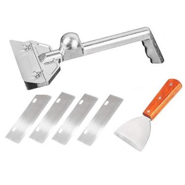 Imagem de LiebeWH Conjunto de Raspador de Grelha Resistente, Alça Ergonômica Com 4 Lâminas de Substituição, Proteção Anti-respingos para Churrasco