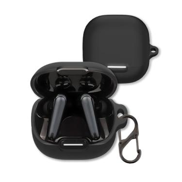 Imagem de Capa para fones de ouvido Soundcore Liberty 4 NC, capa protetora de silicone macio FJIASTB com mosquetão, à prova de choque (preto)