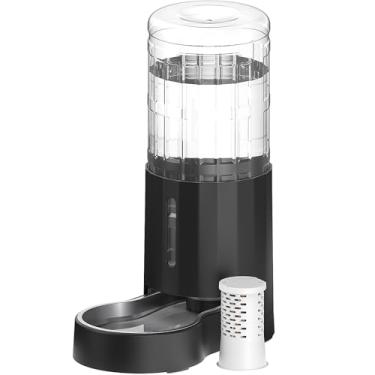 Imagem de CZPET Dispensador automático de água para cães e gatos com filtro 9L com tigela de aço inoxidável, grande capacidade e área para beber sem ruído para animais de estimação (preto)