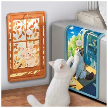 Imagem de La La Pet 2 peças de tapetes de escalada de parede para gatos de 35 x 50 cm, para parede e chão, protetor decorativo de sofá com bolas penduradas