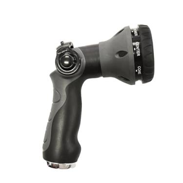 Imagem de PLASTAIR Bocal de mangueira, bocal de mangueira de jardim com 8 padrões de pulverização, roscas de metal ajustáveis e resistentes - válvula de controle de polegar, feita no Canadá