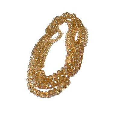 Imagem de Fio de Cristal Achatado 8mm com Furo para Bijuterias e Artesanato – Kit 5 Fios de Contas de Vidro Coloridas (Caramelo Transparente Boreal)