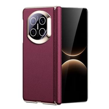 Imagem de LYJSMGZ Capa à prova de choque para Huawei Mate X7, capa de couro vegano com lente de câmera de precisão, ultrafina, capa de proteção de eixo central, vermelha, Mate X7