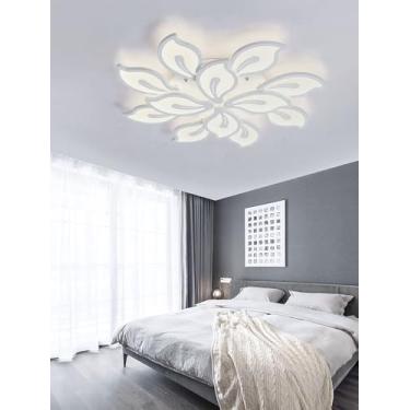 Imagem de Luminária de teto LED moderna com design criativo de pétalas para sala de estar, com economia de energia, dimerizável e controle remoto para iluminação de quartos e salas de estar e jantar (