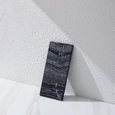 Imagem de Placa de mármore natural, bandejas de banheiro, bandeja de perfume, placa de vela de joias (preta, 25 x 12 cm)