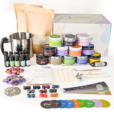Imagem de SHOWIN Kit de fabricação de velas, suprimentos de fabricação de velas DIY para adultos, kit de velas de cera de soja para iniciantes com latas de vela, decoração de casa perfumada