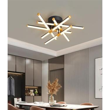 Imagem de Luminária de teto LED moderna e regulável para sala de estar, com controle remoto, ideal para quarto, sala de jantar, cozinha e escritório (61 cm).