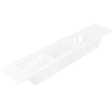 Imagem de Organizador retrátil para banheira cestinha suprimentos de banheiro painel divisão ajustável brinquedos sabão shampoo multiuso lados e fundo fendidos