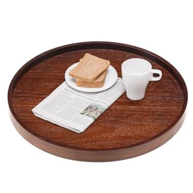 Imagem de Bandeja de servir de madeira maciça extragrande, mesa de café clássica para chá e café, bandeja decorativa de madeira, para café da manhã na cama, lanche, cozinha, festa, bar, borda elevada (50 cm