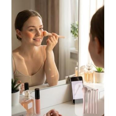 Imagem de Conjunto de pincéis de maquiagem profissional com 5 peças, perfeito para presentes de Natal, Dia das Bruxas e Ação de Graças DJA1274-02