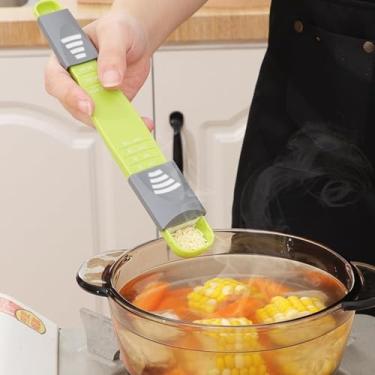Imagem de Colher de medição ajustável com escala de gramas e ML – Ferramenta de medição de cozinha para sal, açúcar, leite em pó, especiarias – livre de BPA, design deslizante de vários níveis, fácil de usar e