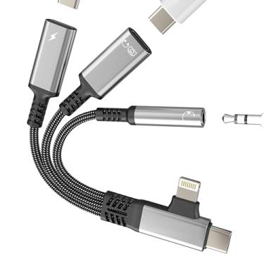 Imagem de Adaptador de dados USB C OTG (19.4 cm²) para iPhone 17 16 15 14 Pro Max Lightning Aux Audio Jack Divisor de 3,5 mm para Apple Dongle Charger Tipo C Conector de fone de ouvido para carregamento de iPad
