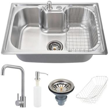 Imagem de Kit Torneira monocomando Paraíba e cuba inox Carajás com acessórios pa