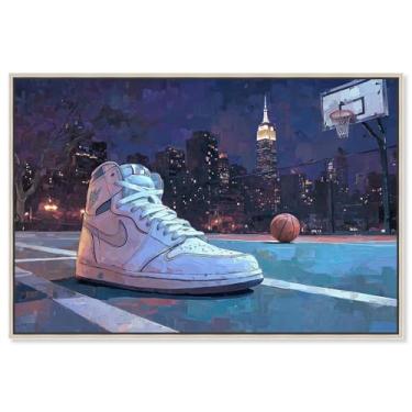 Imagem de NYC Balling at Night Canvas Print Tênis Wall Art por Art Remedy, moldura prata, 76 x 50 cm