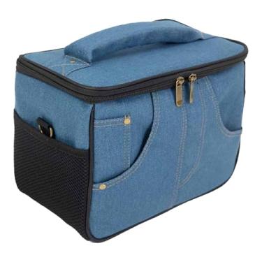 Imagem de Dynwave Estojo para amplificador de guitarra, organizador de alto-falantes portátil com vários bolsos, bolsa de transporte para shows e viagens, Azul 25x13x18cm